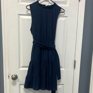 Beachsissi Navy Blue Midi Sundress with Mock Neck